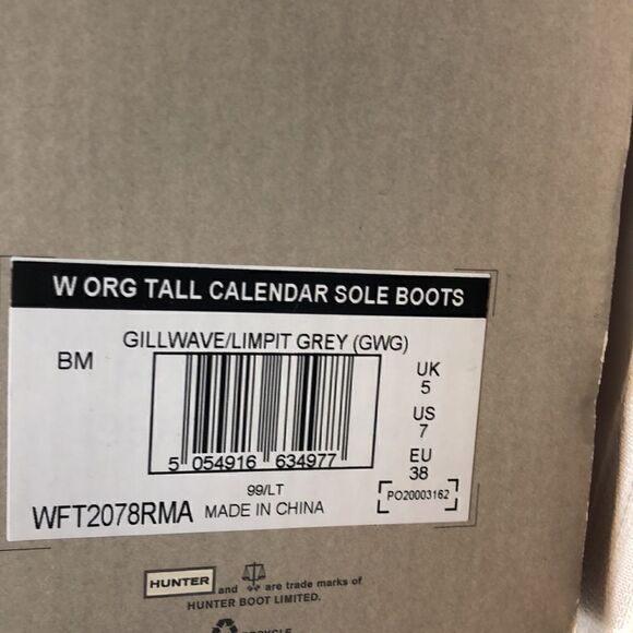 Hunter Original Tall Calendar Sole Rain Boots NEW in box Size US 7 - Picture 9 of 10